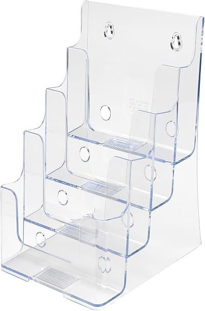 Deflecto Countertop 4 Tier A5 Portrait Literature Holder Black