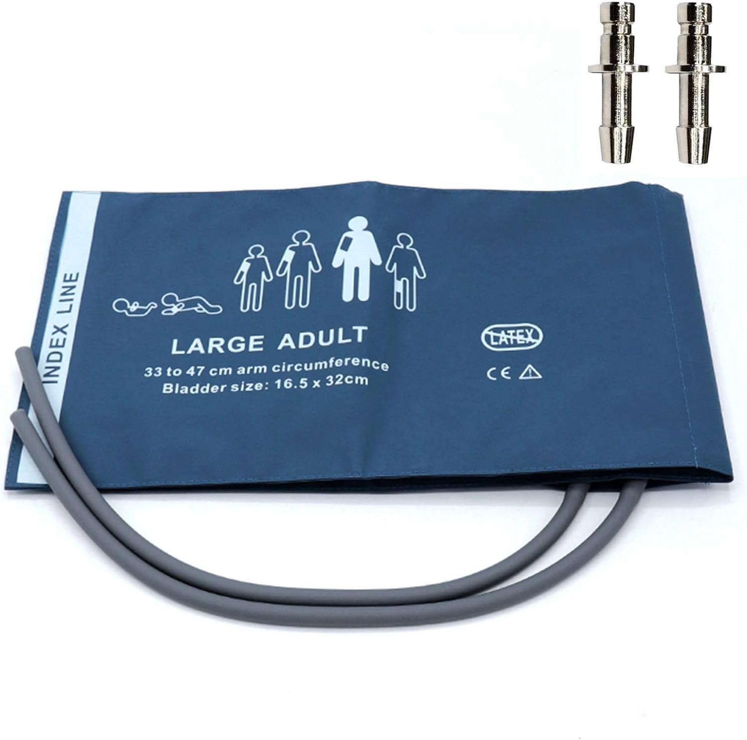 Universal NIBP Cuff with BP12 Connector for Thigh, 46-66 cm Reusable Dual Tube PU Replacement BP Cuff with Inner Airbag for Blood Pressure Monitor Machine