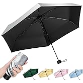 HEXSOLID Travel Mini UV Umbrella for Purse Handbag Backpack in Small Size Sun & Rain Protection Compact Lightweight Tiny Pocket Umbrella for Kids Women Men