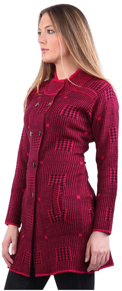 montrex maroon double breasted coat for women