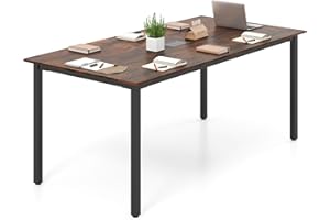 Giantex 6 FT Conference Table for 8-10 People, Modern 71" L x 35.5" W Large Meeting Table with Metal Frames, Rectangle Conference Room Table with Cable Grommet for Office, Boardroom, Rustic Brown