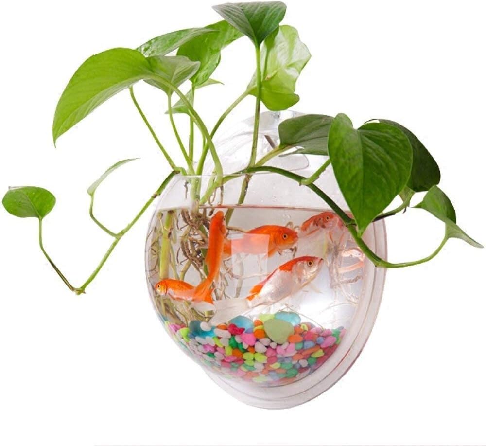 Acrylic Wall Mounted Hanging Fish Bowl Aquarium Tank Plant Flowerpot Transparent