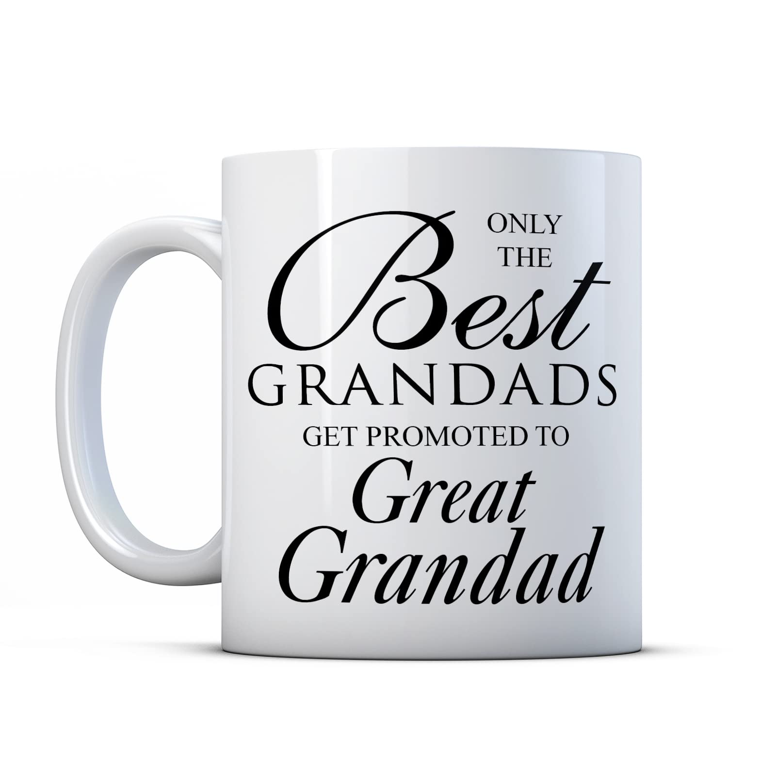Finger prints - Only the Best Grandads Get Promoted to Great Grandad - New Baby Gift Mug, Ceramic, 11fl.oz.