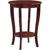 Convenience Concepts American Heritage Round End Table with Shelf, Mahogany
