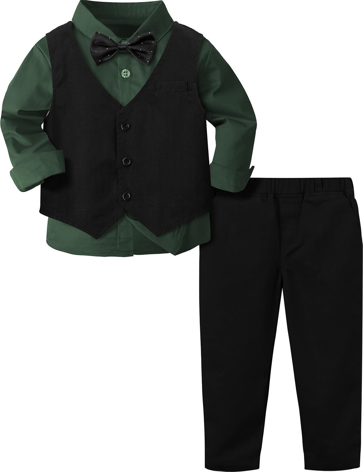 Photo 1 of A&J DESIGN Baby Suits for Boys Christmas Easter Wedding Photoshoot Formal Outfit Dress Clothes Set Tuxedo Emerald Green 18-24 Months