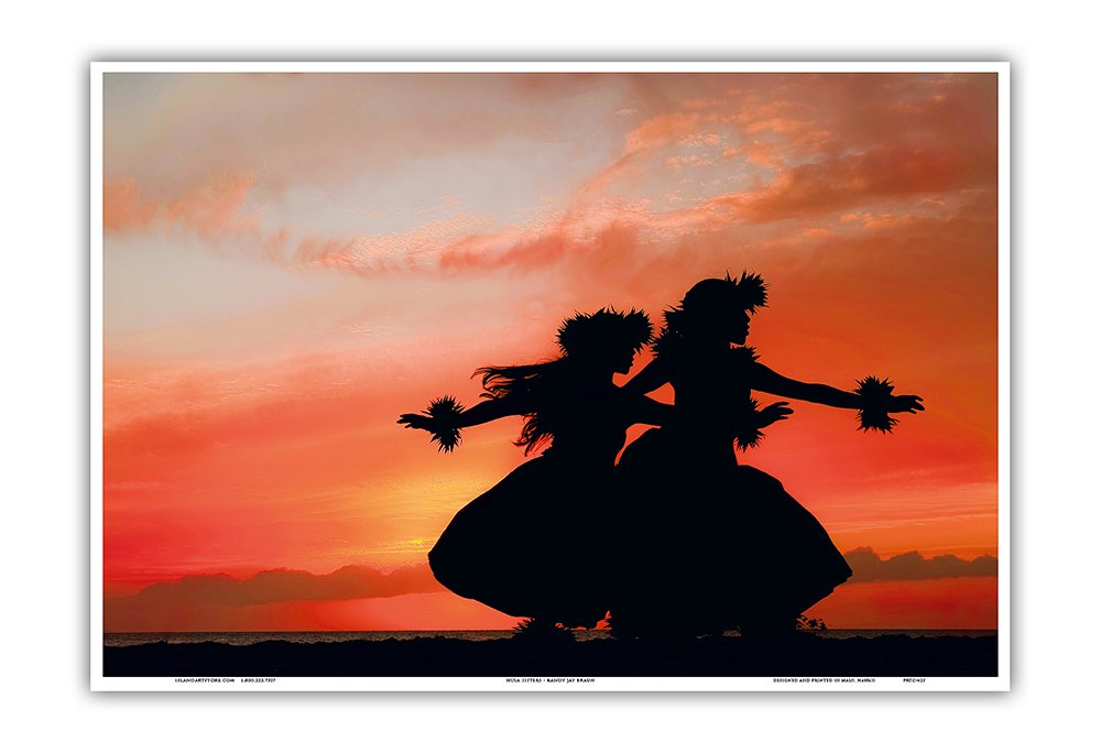 Pacifica Island Art Hula Sisters - Young Hawaiian Dancers at Sunset - Original Color Photograph by Randy Jay Braun - Hawaiian Master Art Print - 13 x 19in