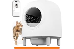 ABRCT Self-Cleaning Cat Litter Robot Box - 62L Automatic Litter Box for Multi-Cats Odor Removal APP Control Weight Sensor Pop Up Alert No More Scoop for All Breeds (White 2)