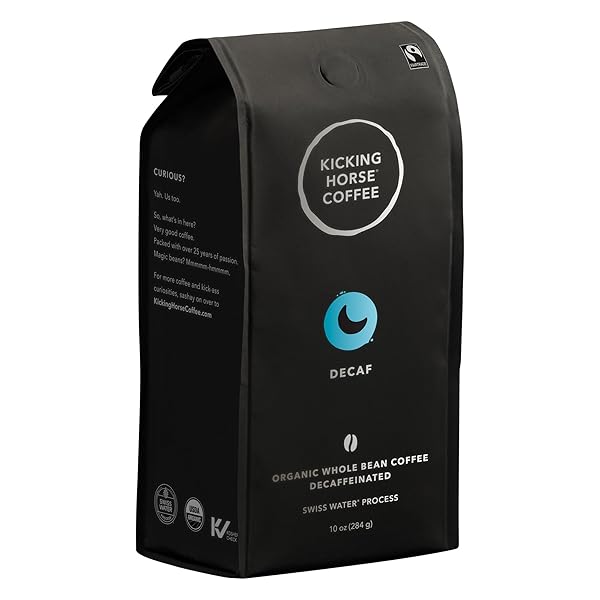 KICKING HORSE COFFEE, DECAF, SWISS WATER PROCESS, DARK ROAST, WHOLE BEAN, 10 OZ – CERTIFIED ORGANIC, FAIRTRADE, KOSHER COFFEE