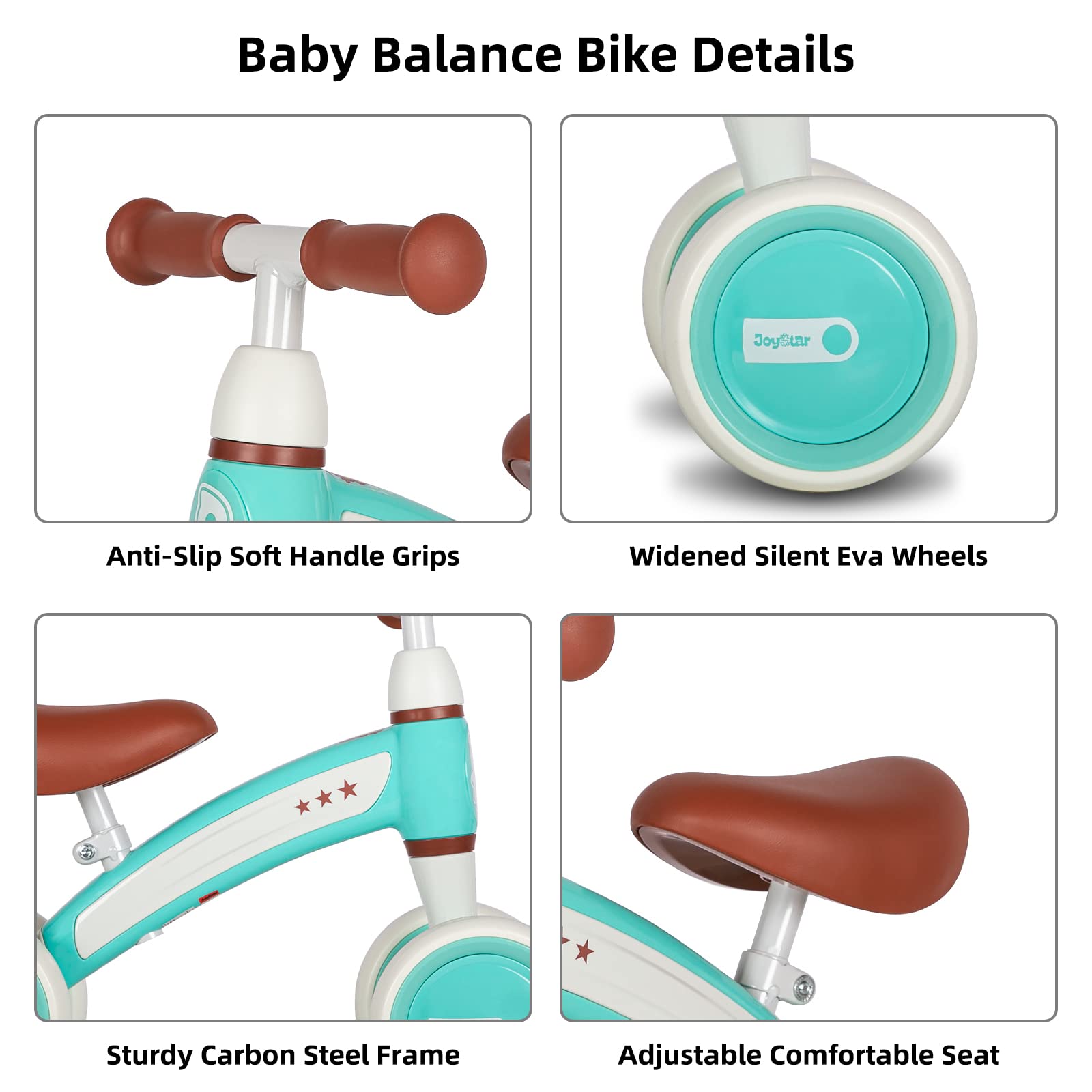 JOYSTAR Baby Balance Bike for 2 Year Old No Pedal 4 Wheels Toddler Bike, Toddler Ride On Toys for Ages 1-3 Years Boys Girls Best First Birthday Gifts