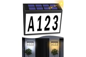 T-SUN Solar Address Sign, Solar House Number Sign for Outside Waterproof, Cool White Lighted House Numbers LED Solar powered 