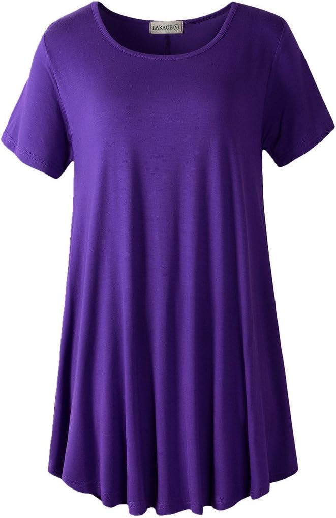 Women Short Sleeves Flare Tunic Tops for Leggings Flowy Shirt