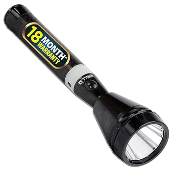 iBELL FL8325 Rechargeable Torch Flashlight, Extra Long Beam Range, Aircraft Aluminium Body, Super Bright LED Light, Black