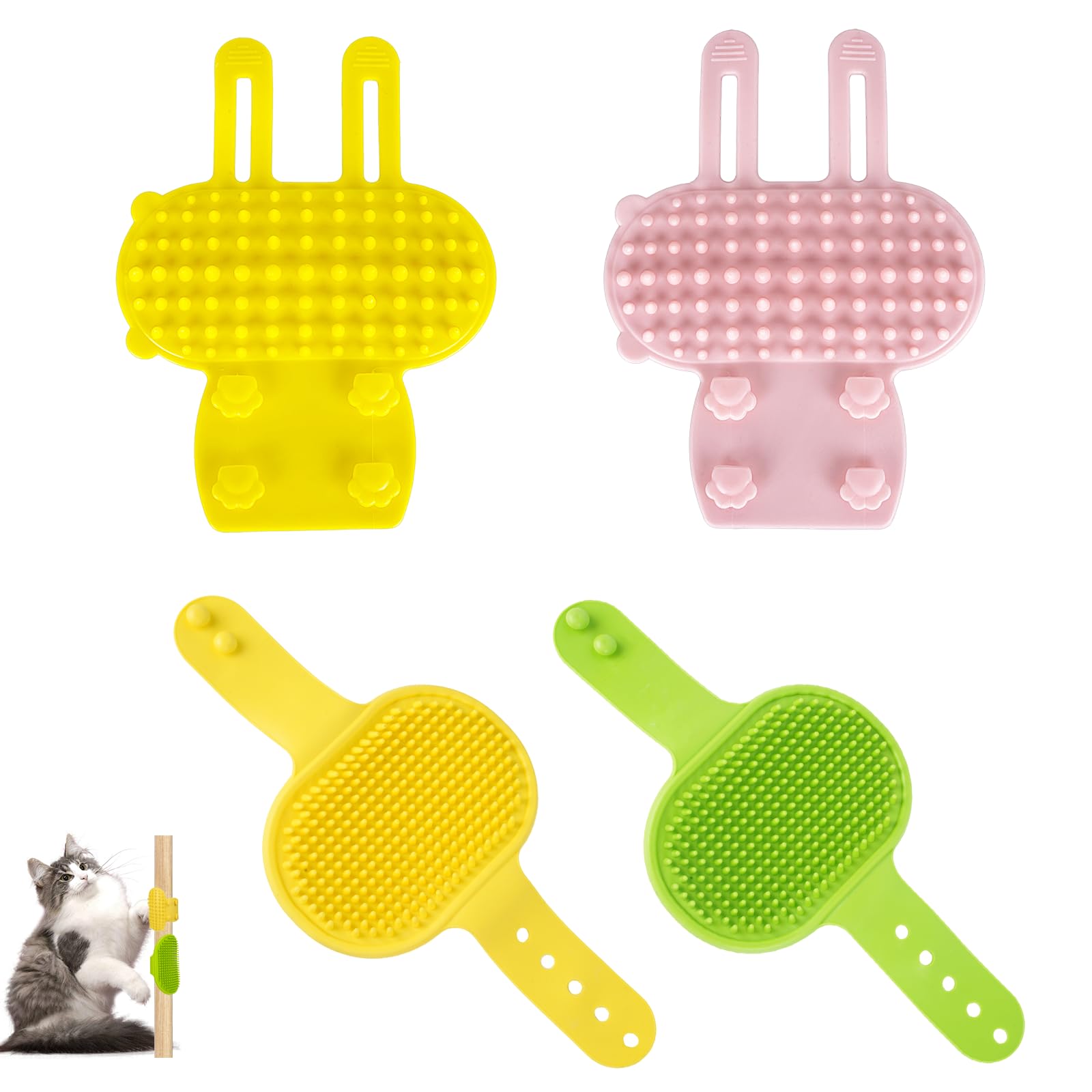 Photo 1 of 4PCS Cat Self Groomer Silicone, Cat Corner Chin Scratcher, Rubber Face Grooming Brush