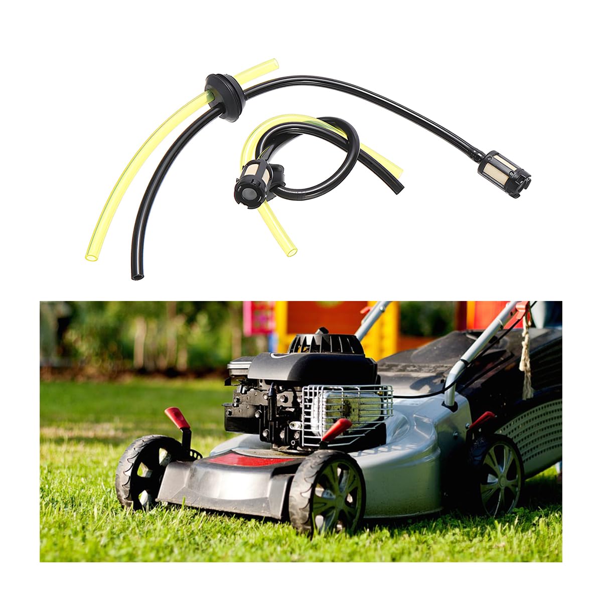 CGEAMDY 2 PCS Petrol Hose Pipe Filter, Fuel Hose Pipe Trimmer Brush Cutter, Replacement Strimmer Trimmer Hose Brush Cutter, Replacement Fuel Tank Filter for Lawnmower Cutter Garden Machine Fitting