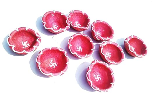 Clay TATHASTU Clay : Clay Hand Made Traditional Wax Diya Handmade Tea Light Candle, Handmade Diya Wax Home Decoration, Multicolour Candle for Diwali Decoration Office, Home,Candle Holder(10Pcs)