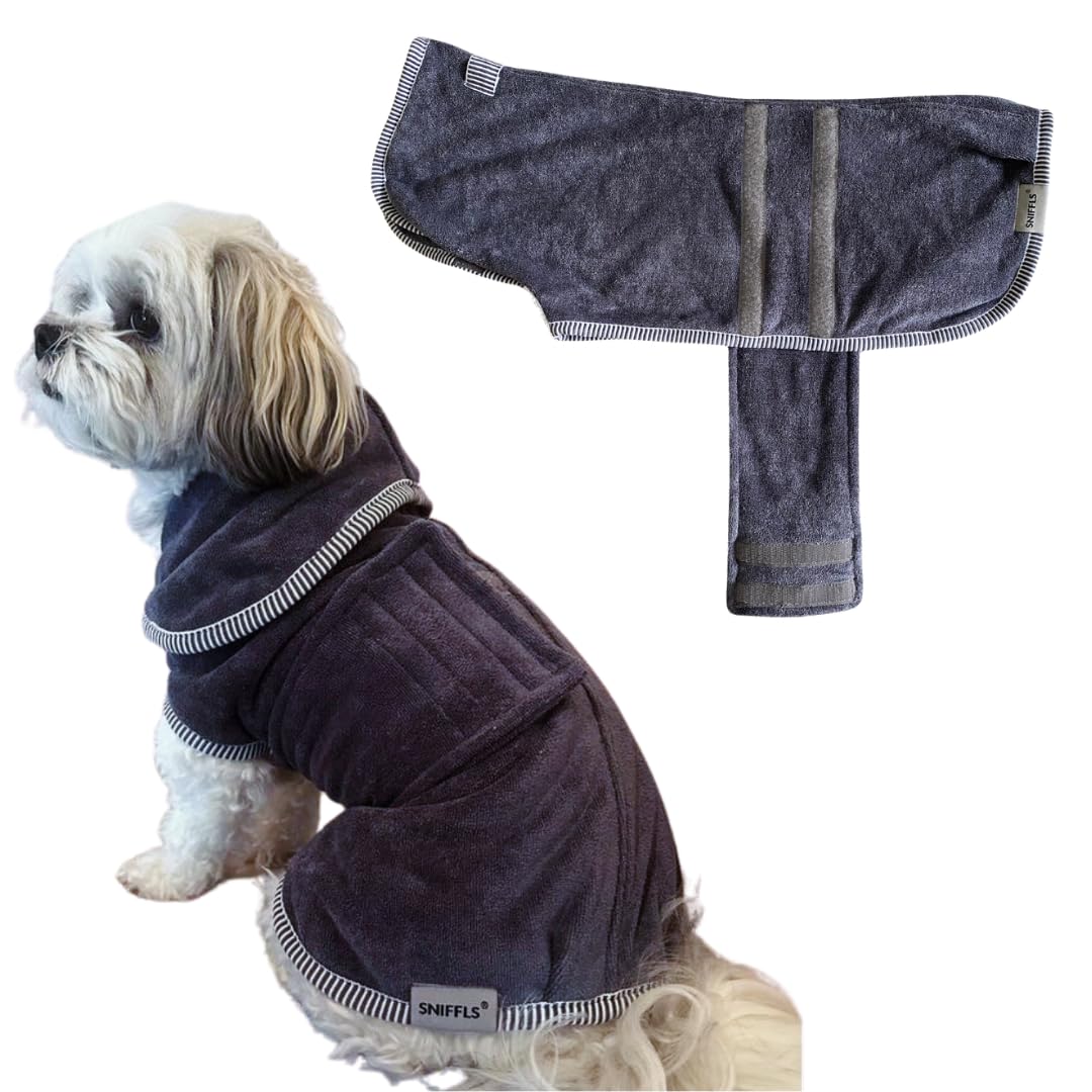 Sniffls Premium Dog Bathrobe - Dog Bathrobe Medium Dogs (Size M) - Fluffy and Machine Washable at 40°C - for Winter and Summer