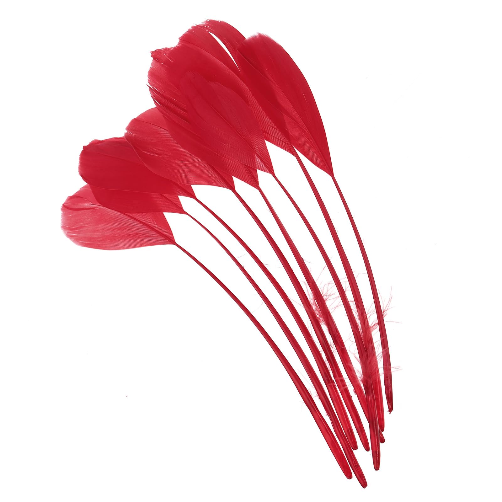 PATIKIL 6-8 Inch Goose Feathers, 100 Pack Bulk Natural Feathers for Crafts Carnival Handwork Clothing Costumes Wedding Party Style 4, Red