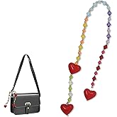 OKKRMGZ Heart Bag Charm Beaded Keychain for Purse Unique Red Beads Charm for Handbags Vintage Cute Beaded Accessories Bulk Natural Stone Bead Charms for Women Tote Bags or Key Decorations