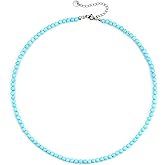 Eaciy Boho Beaded Necklace for Women - Natural Turquoise Beaded Necklaces Choker Summer Beach Necklace Natural Cloroful Bead Necklaces for Teen Girls Handmade Boho Jewelry Birthday Gift