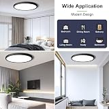 LightingWill 15.7in LED Flush Mount Ceiling Light 3800lm 5000K Black Round view 7