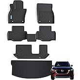 SANBAN-AXE Floor Mats & Cargo Liner for 2024 2025 Mazda CX-90 CX90 PHEV 8 Seats（Not Suitable for 6 & 7 Seats） TPE All Weather Protection 3 Rows Car Floor Liners & Trunk mat for CX 90