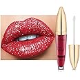 Easilydays Halloween Diamond Shiny Matte Lipstick, Gothic Glitter Liquid Lip Gloss, Sparkling High Pigment Waterproof Long Lasting Lipsticks, Bold Shimmer Lip Glaze Lips for Masquerade, Cosplay, Halloween Makeup (#03)