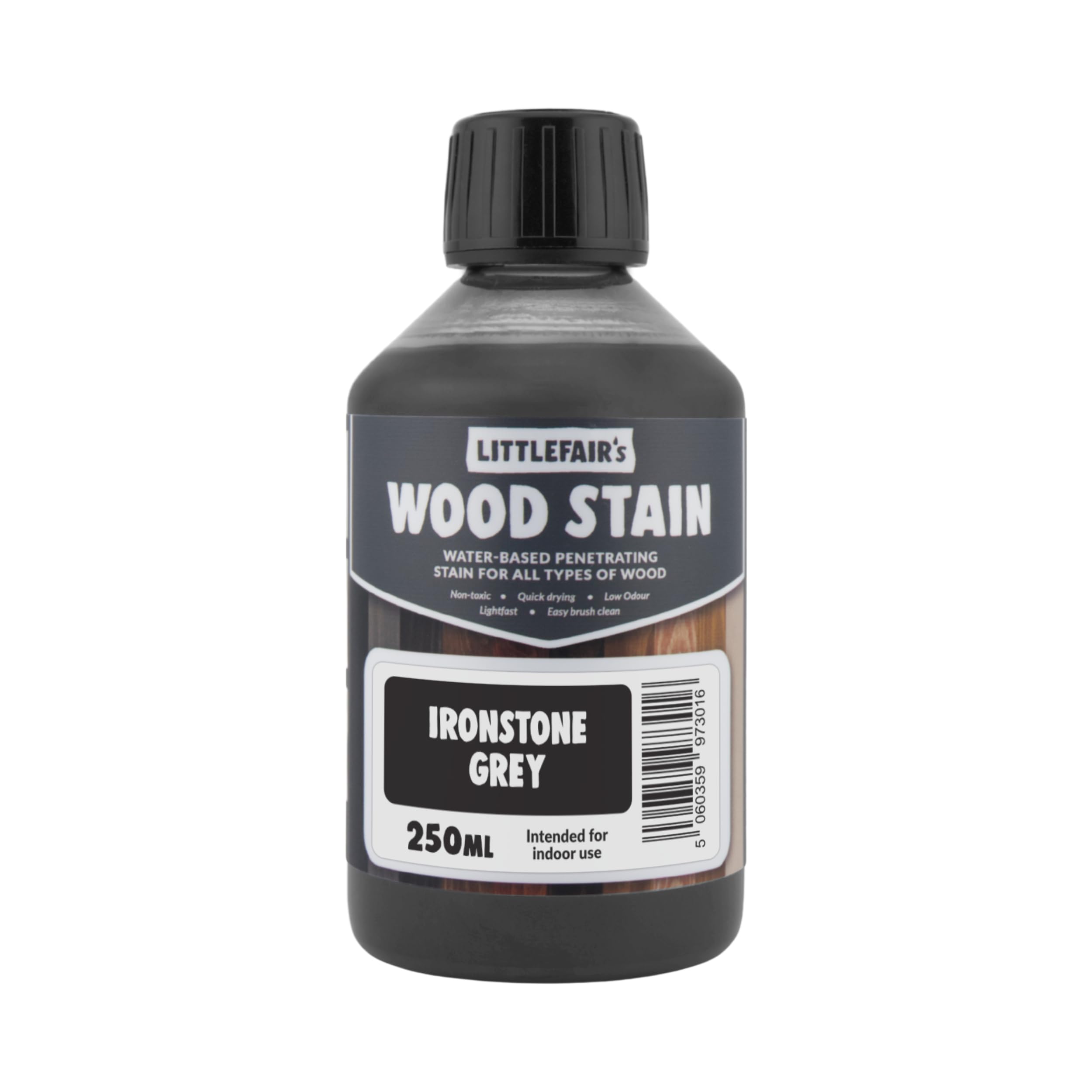 Littlefair's Wood Stain Water-Based - (Ironstone Grey) – Non-Toxic, Eco-Friendly & Quick Drying - Easy-to-Apply, Concentrated Formula for All Wood Types – 250ml