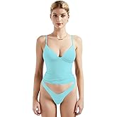 SUUKSESS Women Sexy Deep V Neck Sleeveless Fitted Basic Tops Y2K Tank Top Cami