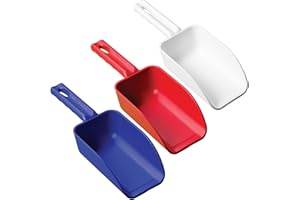 Remco - A Vikan Company 3 pk Color-Coded Plastic Hand Scoop - BPA-Free, Food-Safe Scooper, Commercial-Grade Utensils, Restaurant and Food Service Supplies, 16-Ounce Size, Red/White/Blue