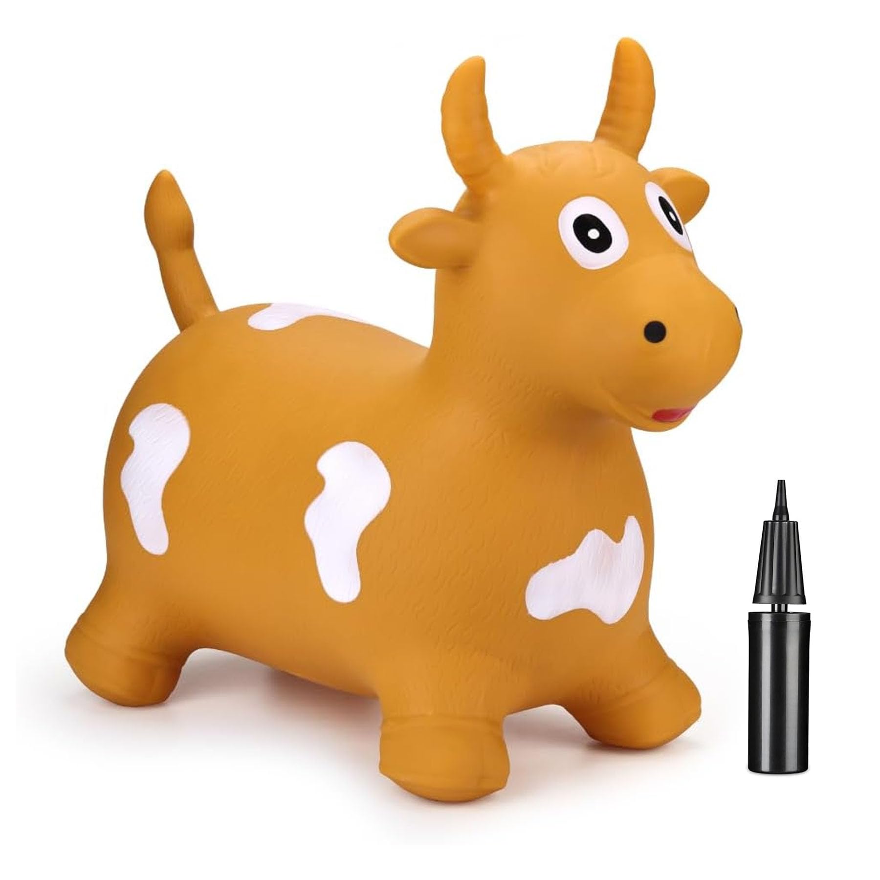 Curvaso Animal Bouncy Hopper with Pump for Kids Inflatable Ride-On Toys Gift, Indoor & Outdoor, Yellow Bull Cow PA04018
