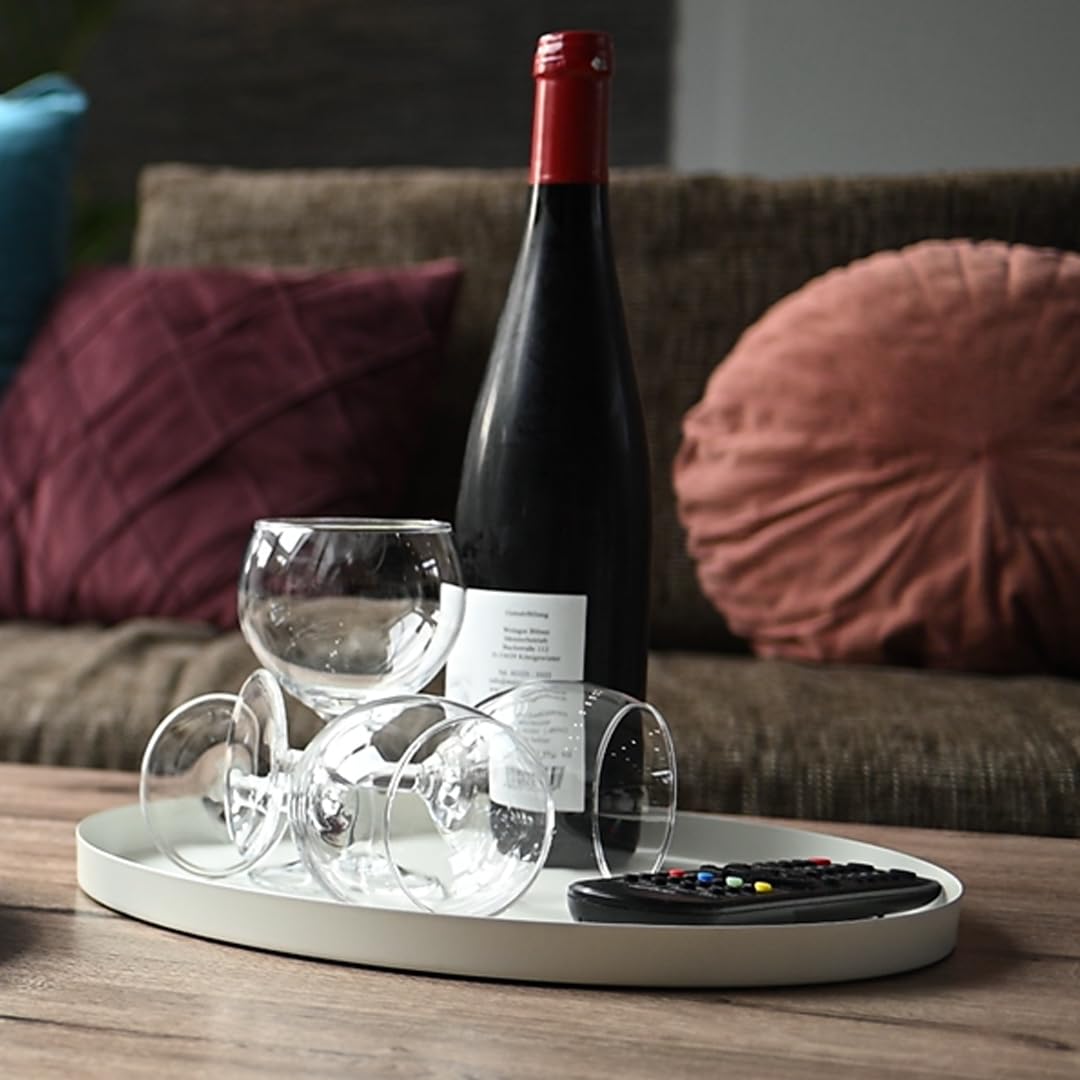 CeleBig® Decorative Tray, Round, Diameter 30 cm, Decorative Plate and Decorative Tray Made of Metal, White, Serving Tray, Table Decoration, Advent Wreath Holder, Holder for Candles, Timeless Design,