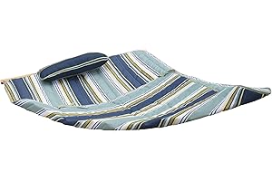 BLUE WAVE Island Retreat Outdoor Leisure Hammock Pad and Pillow Set, 77.5” x 52” – Coastal Turquoise Stripe Hammock Cushion Replacement w/Soft Poly-Fill, Weather-Resistant Polyester Fabric & Durable Ties