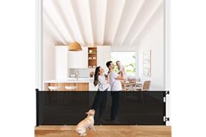 COMOMY 118" Retractable Baby Gates Extra Wide, Retractable Dog Gate for Large Openings, Extra Long Dog Gates for The House, Extra Large Mesh Pet Gate for Stairs, Doorways, Hallways, Indoor&Outdoor