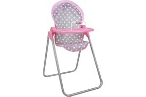 509 Crew: Cotton Candy Pink: Foodie Doll Highchair - Pink, Grey, Polka Dot - for Dolls Up to 21", Sturdy, Kids Pretend Play, Ages 3+