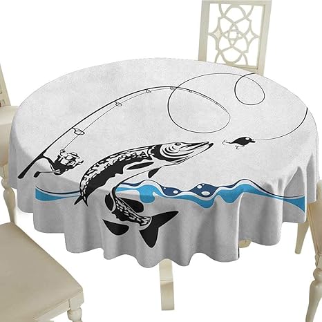 Amazon Cranekey ポリエステル100 円形テーブルクロス 魚 トロピカルな水族館 生命の円盤 魚 金魚 様々な模様 アズールブルー イエロー スカーレット アウトドアなどに最適 70 Inch テーブルクロス オンライン通販