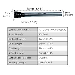 Forstner Drill Bits 12mm (15/32 inch) Tungsten