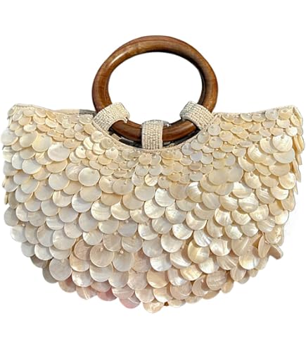 BBIQI Summer Shell Purse Pearl Beaded Bag Sequin Clutch Purses for