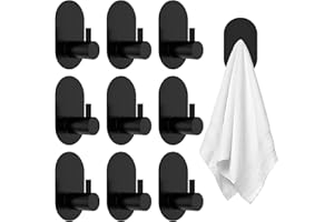 10 Pcs Stainless Steel Self Adhesive Hooks, Multifunctional Towel Hook, Rustproof Wall Hooks for Bathroom, Toilet, Kitchen, O