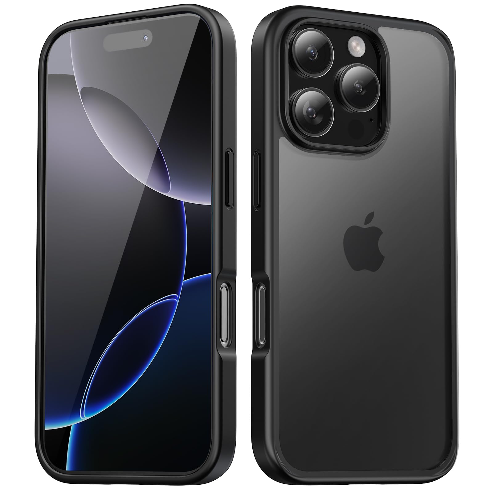 TIIXXA Matte Case for iPhone 16 Pro Case 6.3-Inch, Shockproof Drop Protection, Frosted Translucent Back Phone Cover, Anti-Fingerprint (Black)