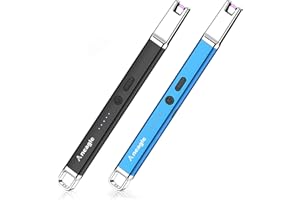 Aneagle Lighter Electric Candle Lighter 2 Packs Upgraded Rechargeable Candle Lighter with LED Flashlight Windproof Flameless and Hanging Hook LED Battery Display Arc Lighter for Candle Grill Camping