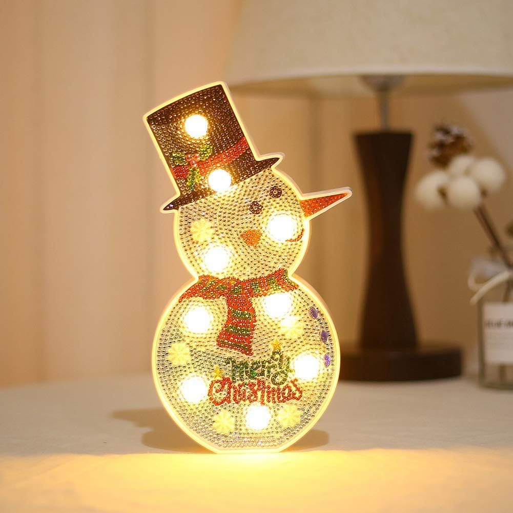 2019 Christmas DIY LED Night Light Xmas Tree Snowman Diamond Painting Lamp Home Decor Full Drill Crystal Drawing Kit