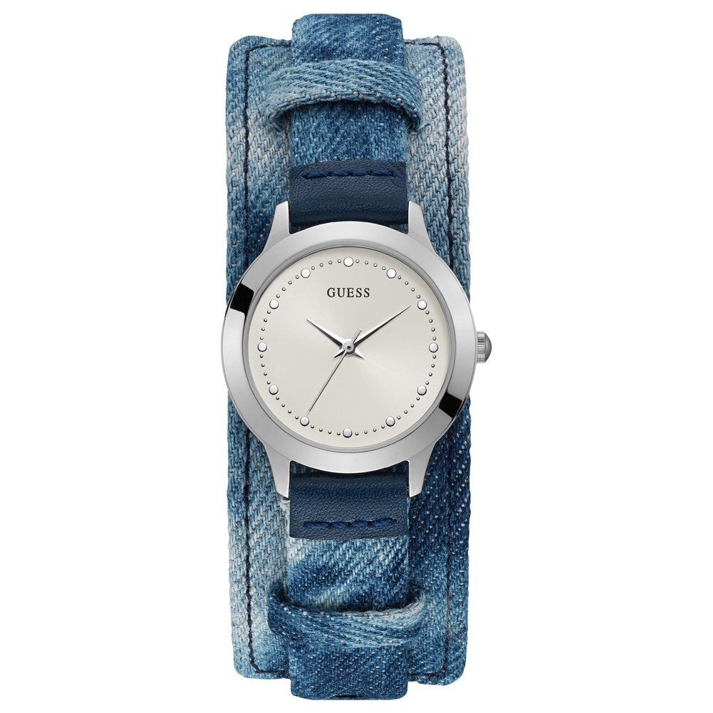 Guess Women's Quartz Analog Watch with Fabric Strap W1151L3, Metallic Silver, w1151l3