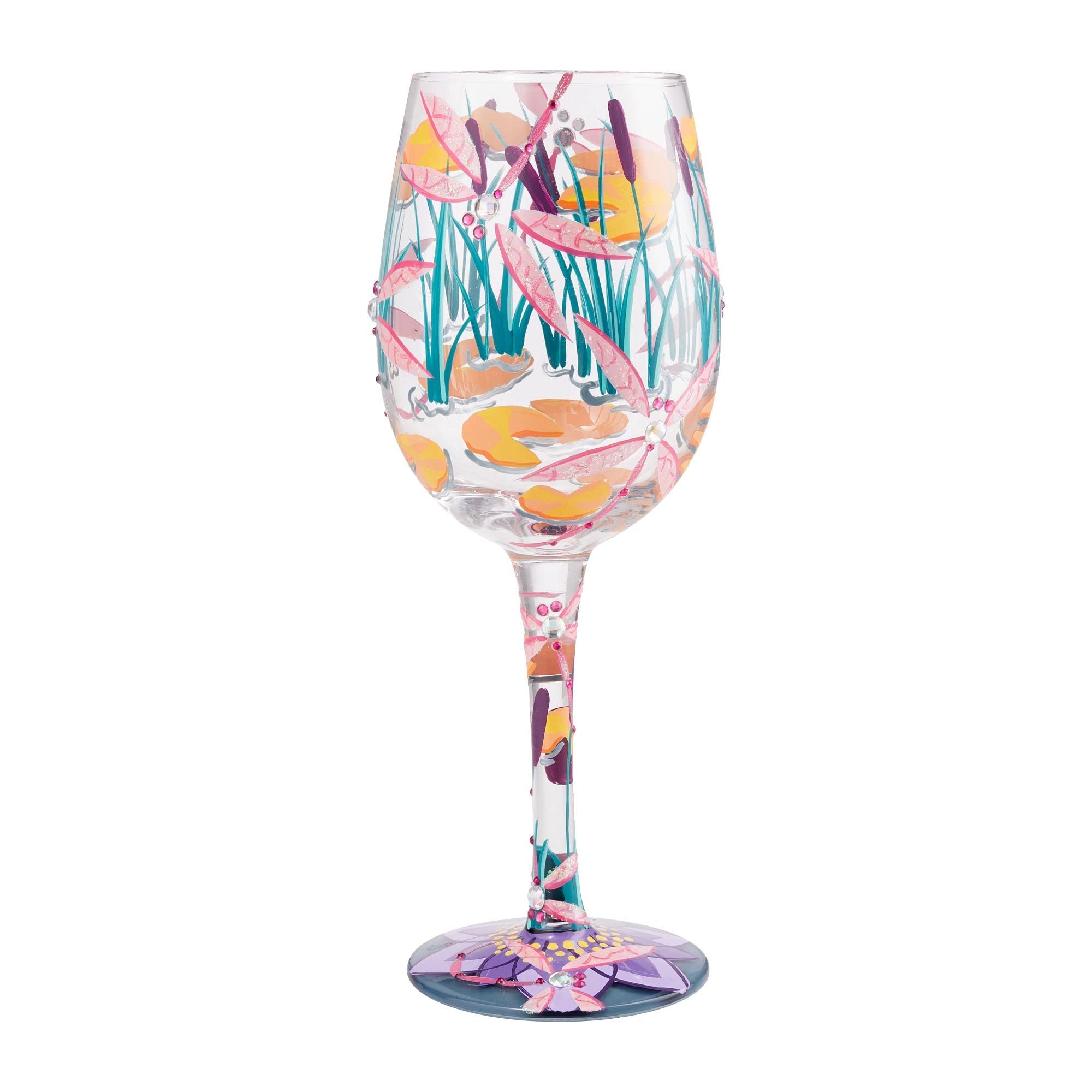 Enesco 6009218 Designs by Lolita Dragonfly Magic Artisan Hand-Painted Wine Glass, 440 milliliters