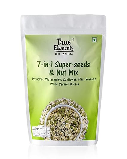 True Elements 7 in 1 Super Seeds Mix for Eating - Pumpkin, Watermelon, Sunflower, Flax,