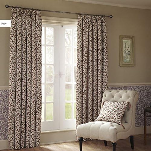 iliv Clarice Berry Tapestry Leaf Trail Lined Ready Made Pencil Pleat Tape Top Curtains 90" x 54