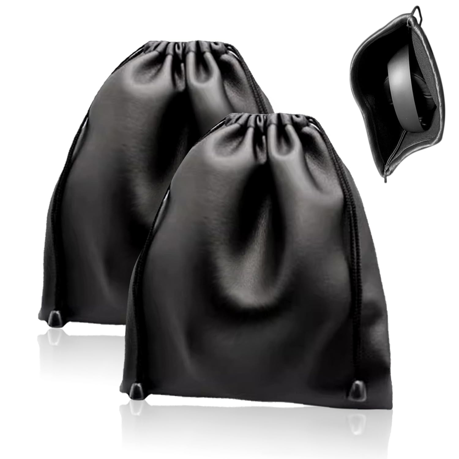 2 PCS Drawstring Pouch - Portable Travel Pouch for Headphones, Earbuds, Coins, and Small Accessories - Durable and Lightweight Headphone Case