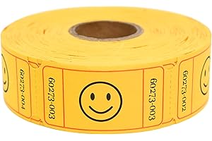 L LIKED 500 Raffle Tickets, Smile, Yellow (6 Color Selection), Single Roll, Ticket for Events, Entry, Class Reward, Raffle & Prizes