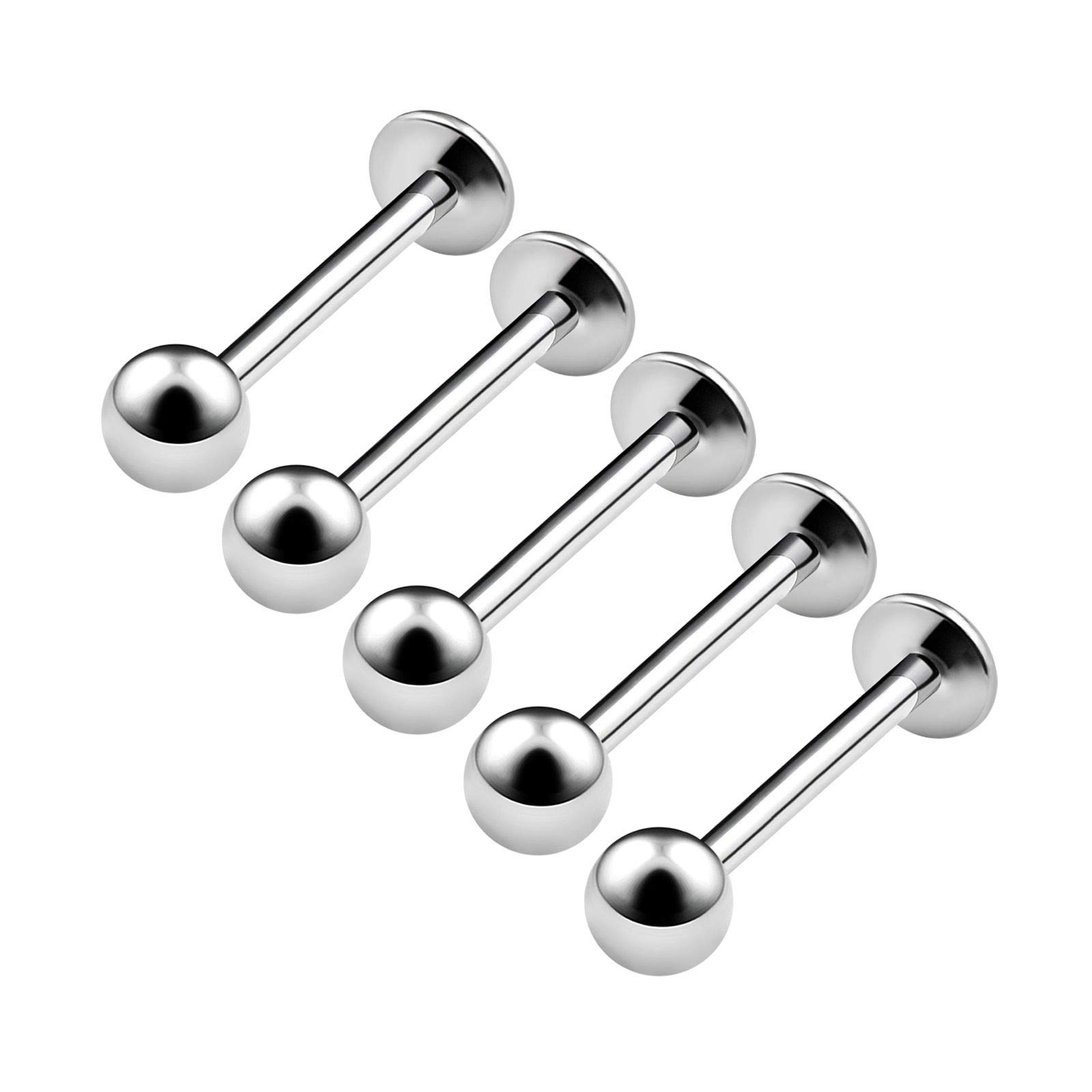 5PCS Surgical Steel Labret Lip Rings 18g 3/8 10mm 3mm Ball Snakebites Cartilage Medusa Earrings Piercing Jewellery 4790