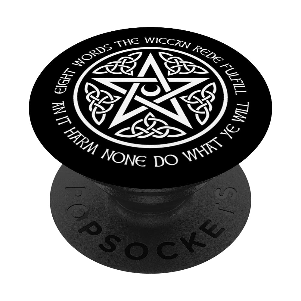 An It Harm None Do What Ye Will Pentacle With Celtic Knot PopSockets Swappable PopGrip