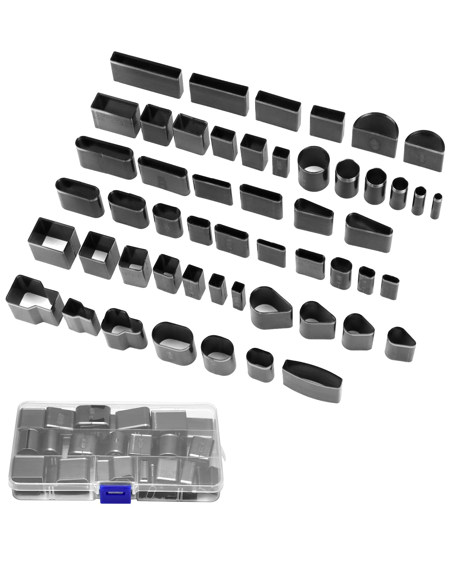 QWORK® 52 Pieces Leather Punch Set, Hollow Lether Pattern Punch Cutter Kit, for Leather Craft, Fabric, With Storage Box